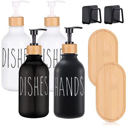 Dish Soap Bottle with Bamboo Pump